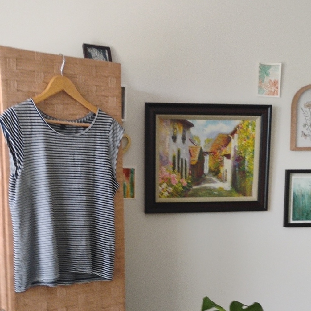 J. Crew Black and White Ribbed Relaxed T-Shirt